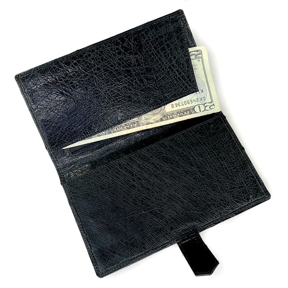 Black Ostrich Leather Checkbook Holder from South Africa - Picture 3 of 5